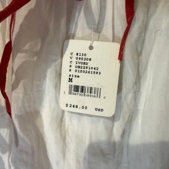 Free People White Maxi Cotton Dress with Red Embroidery - Picture 11 of 15